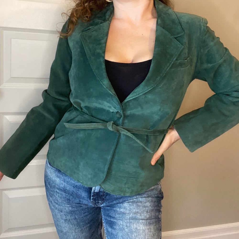 Vintage leather attic green suede jacket
